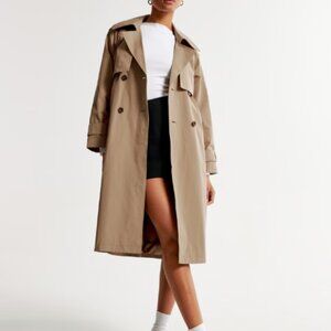 Abercrombie Classic Long Trench Coat Brown Size XS